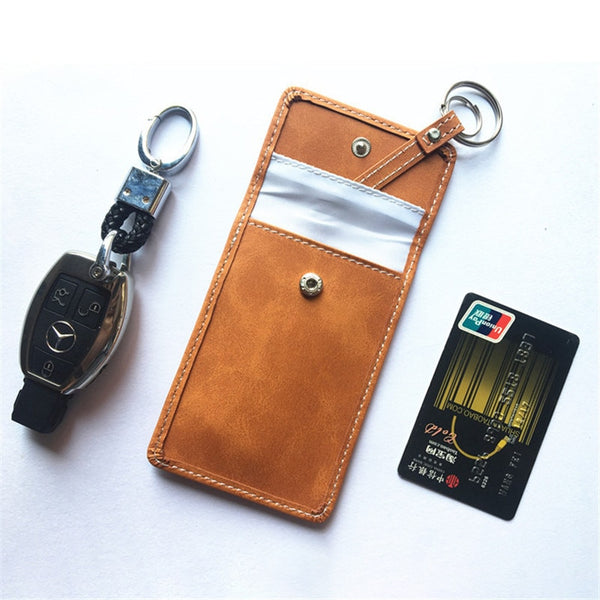 Leather Signal Blocking RFID Pouch